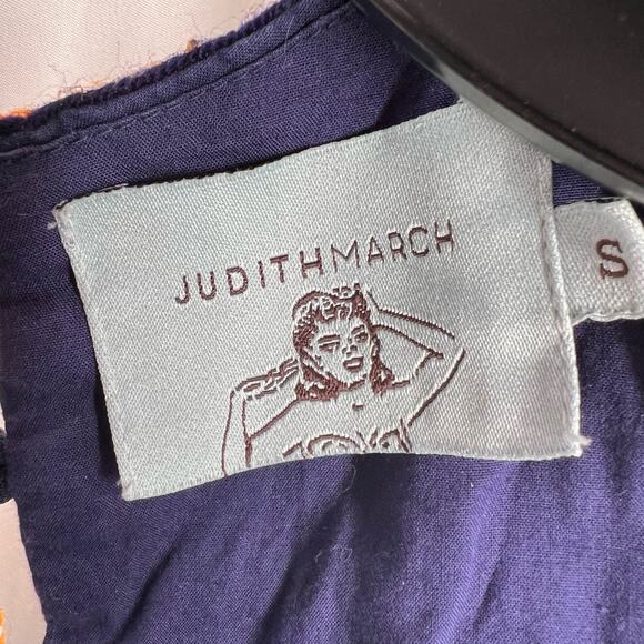 Judith March Blue Chiffon Dress Multicolor Neckline Size Small - Picture 6 of 7